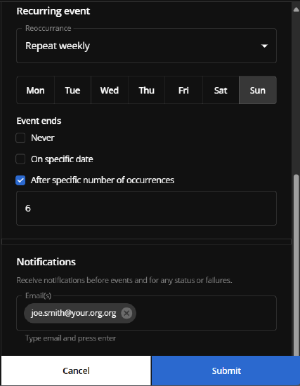 Event recurring details